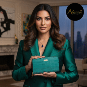 Tiffany-Tone Dyed-Wood Zip Wallet