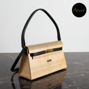 White Ashwood & Padauk Lock-Catch Handbag