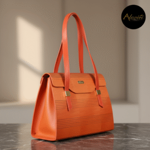Tuscan Sunset Tote in Dyed Orange Wood Handbag