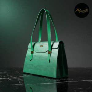 Emerald Luxe Tote in Dyed Green Wood