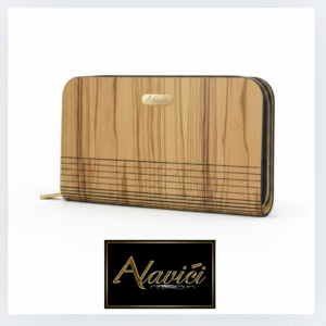 Hand-Finished Dyed-Wood Zip Wallet in Natural Golden Oak
