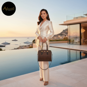 Deep Ebony Executive Tote in Natural Wood