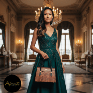 Luxury Natural Wood Structured Tote – Pearwood Blend Burma Handbag