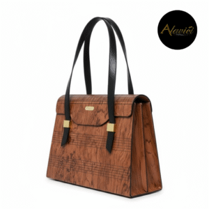Luxury Natural Wood Structured Tote – Pearwood Blend Burma Handbag